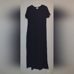 LulaRoe Maxi Dress Floor Length Black Tshirt Lightweight Short Sleeve Womens -S